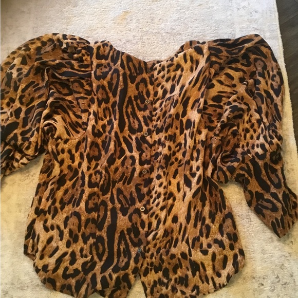 Impulsive Leopard Print Women's Puff Sleeve Blouse Size Large - Picture 9 of 10